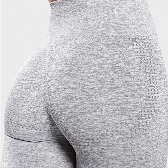 2 Black & Grey Seamless Leggings - High Waisted Workout Yoga Gym Leggings - Picture 3 of 6